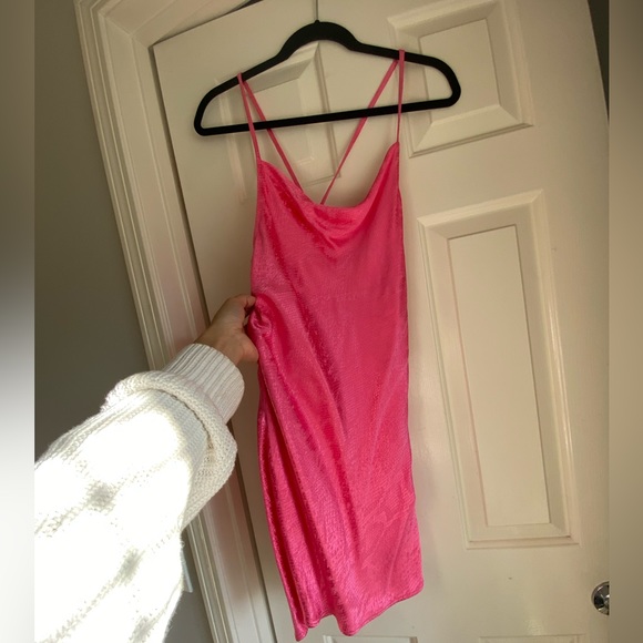 ZARA Hot Pink Animal Print Mini Dress - Picture 2 of 7